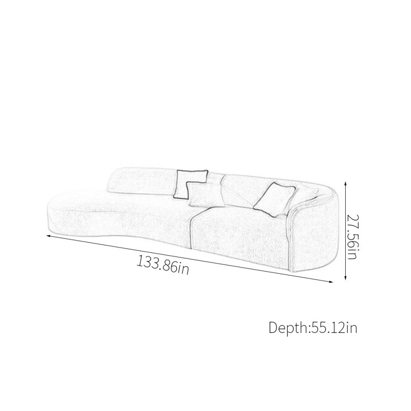 Wrought Studio™ Maeola 133.86'' Curved Sofa | Wayfair